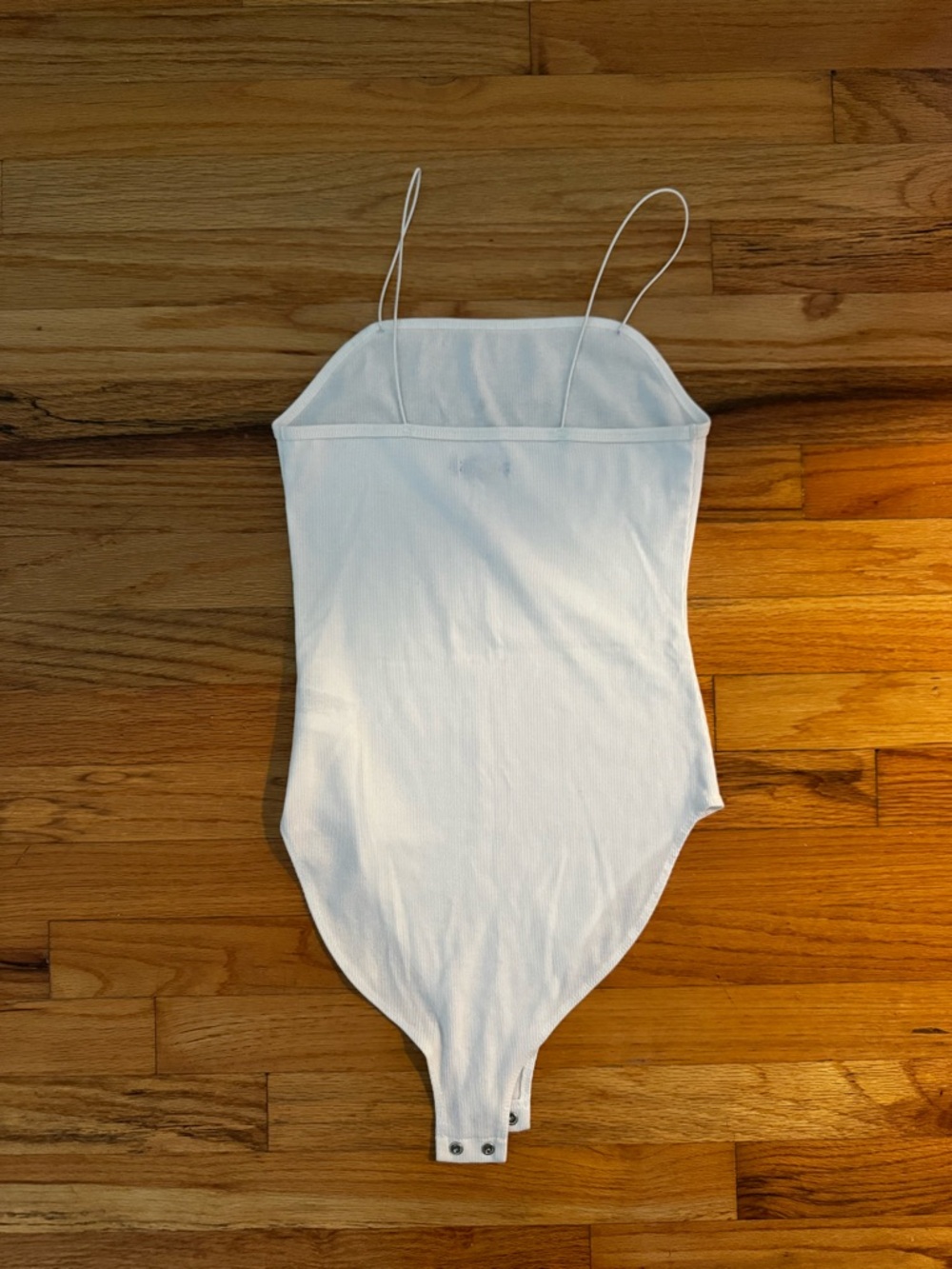 White Ribbed Spaghetti-Strap Bodysuit - Picture 2 of 3